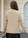 Temperament V-Neck Long-Sleeved Open-Shirted Women's Sweater Bump-Colored Bag Side With Pocket Casual Coat HZ1208