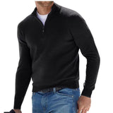 2025 New Autumn Long Sleeve V-Neck Wool Woolen Zip-Up Men's Casual Polo Shirt HZ1208