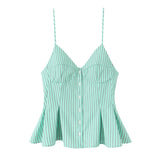 V-Neck Slings Sexy Dew Single-Dripple Broad-Folded Skirt-Up Short-Form Women's Vest 2178083 HZ1208