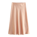 Spring 2025 New Tight Waist Simple Set Solid Color Lirt Solid Color Half Body Skirt HZ1208