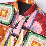 Autumn And Winter New Women's Baseball Collar Print Cotton Jacket Loose Leisure Cotton Coat HZ1208