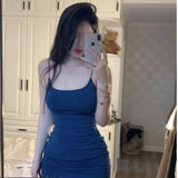 Thai Pure Sex Sling Dress Femininity Bag Hip Dress Slim Thin Solid Color Tight Skirt HZ1208