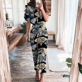 2025 Women's Fashion Dress INS Temperament Fashion Printed Shirt Folded Dress HZ1208