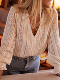 Casual Women's New V-Neck Solid Long-Sleeved Shirt Top HZ1208