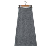 New Temperament Gray V-Neck Long-Sleeved Knitwear In Autumn 2025 + High-Waisted Knitted Half-Dress Suit HZ1208