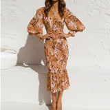 Women's New V-Neck Fashion Sexy Body-In-Body Temperament Long-Sleeved Spring Dress Women 661 HZ1208