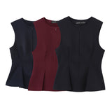 Autumn And Winter New Short Skirt Hem Sleeveless Folding Top 2135552 HZ1208