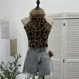 Women's Clothing Thaired Thaid Spliced Striped Sling Vest Short-Sleeved Sleeveless Tector-Booed Blouse 88932 HZ1208