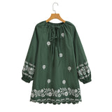 2025 Women's New Flower Embroidery Casual Sleeve Dress 9241 HZ1208