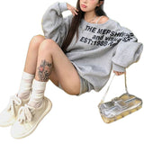 [Monthly Sales Of 100,000] Printed Gray Oblique Shoulder Shawl Women's Spring Loose Design Sense Oversize Coat HZ1208