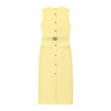Spring New With Belt Cuffless Sleeveless Fande Dress 3897054 HZ1208