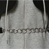 25 New Splicing Colliding Color Fake Two-Piece Chain Can Be Waist Hooded Jacket Dress 1626 HZ1208