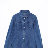 2025 New Dress Dress Women Decor Long Sleeves To Thin Casual Denim Design Sense 8197083 HZ1208