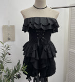 Real Shooting Hottie Belt Lotus Side Splicing Lace Bra Vest Word Shoulder Ribbon Short Coat 8013 HZ1208