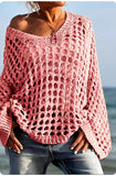 2025 New Sexy Hollow Knitted Sun Protection Shirt Holiday Knitted Jersey Women's Spring And Summer Outside The Beach Hoodie Tops HZ1208