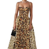 2025 Women's Sleeveless Sling Leopard Print Fashion Sexy Hot Girl Waist Dress Woman HZ1208