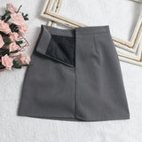 Solid Color High-Rise Thin Suit Half-Body Skirt Summer Basic Anti-Walking A-Word Ass Short Skirt 8615 HZ1208