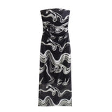 Summer New Printing Net Folding Body Thoracic Dress 5039373 HZ1208