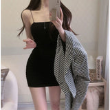 Thai Summer New Women's Elastic Body Tightness Flat Sling Dress Women Low-Chests Hot Girl Ass Skirt HZ1208