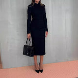 Autumn New Collar Long Sleeves-Body-Groomed-Up Dress HZ1208