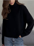 Autumn And Winter Pure Color Short High-Collar Sweater Women's Loose Leisure Knitting Shirt 2025 New Thicker Top HZ1208