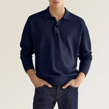 2025 Wish Autumn Long-Sleeved V-Neck Button Men's Casual Polo Shirt HZ1208