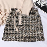 Small Scented Coarse Flowers, Lattice Half-Dress Woman 2025 Autumn And Winter New High-Waisted Thin Ass A-Word Skirt 8920 HZ1208