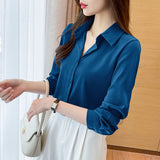 Spring And Autumn 2025 New Advanced Sensational Anti-Floored Wrinkled-Faced Shirt For Women's French Leisure Career Commuting Shirt HZ1208