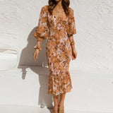 Women's New V-Neck Fashion Sexy Body-In-Body Temperament Long-Sleeved Spring Dress Women 661 HZ1208