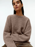 Lazy Soft-Gried Gray Sweater Woman 2025 Autumn And Winter Loose Thick Sheep Velvet Collar Knitted Shirt HZ1208