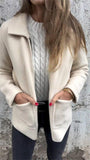 2025 New Single-Sided Autumn And Winter Collar Knit Zipper Casual Coat Woman HZ1208