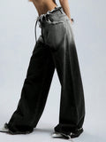 Street Wind Hair Gradient Babes Jeans Women Autumn New Low-Rise Loose Straight Trousers Belt Belt HZ1208