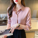 Spring And Autumn 2025 New Advanced Sensational Anti-Floored Wrinkled-Faced Shirt For Women's French Leisure Career Commuting Shirt HZ1208