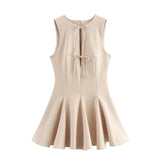 Spring New Wide Swing Bow Trim With Sleeveless Dress 4661316 HZ1208