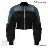 25 New Denim Washing Splicing Personality Cotton Coat 1623 HZ1208