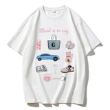 Hot Hand-Painted Printed T-Shirts For Women's Summer New Loose Round-Neck Cotton Short-Sleeved Tops Ins HZ1208