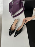 Autumn 2025 New Bag Head Half Slippers French Fairy Style Mary Jane Shoes Dress Low Heel Bow HZ1208