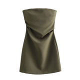 Spice Girls Collared Braided Shoulder Dress Women's New Sexy High-Waisted Body-Suited Ass Skirt HZ1208