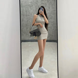 Sexy Dress Girl Summer New Thai Style Tight Back-To-Shoulder Hanging Neck Polo Collar Ass Skirt Woman HZ1208