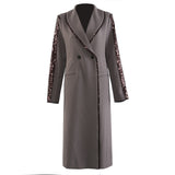 25 Early Autumn Heavy Industry Beads Splicing Long Wind Coat Coat Coat Women 1819 HZ1208