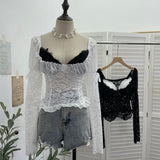 Real Shooting Lace Suspension Sheaf Vest Women's Summer Thin Irregular Lotus Leaf-Side Ribbon Slime Blouse 11851 HZ1208