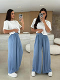 2025 Summer Leisure Wide Legs Burst Loose Casual Fashion Trousers Women HZ1208