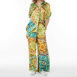 2025 Women's Hot Flower Printing Tie With Short-Sleeved Fashion Suit HZ1208