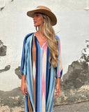 2025 Spring/Autumn Spring/Autumn New V-Neck Fashion Print Seven-Sleeve Loose Dress HZ1208
