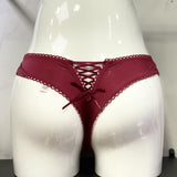 Solid Color After The Hollow Strap Lace Side Thong Spliced Ice Silk Cotton Crotch Low-Rise Lady T-Trousers T-Trousers HZ1208