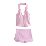 Shirt-Mounted Neck Collar Top 2796777 Low-Rise Skirts 3067407 Set HZ1208