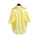 Yellow Simple Spring And Summer Thin Cotton Short-Sleeved Shirt Women Fashion Loose Long Pocket Shirt Shirt Women HZ1208