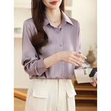 Spring And Autumn 2025 New Advanced Sensational Anti-Floored Wrinkled-Faced Shirt For Women's French Leisure Career Commuting Shirt HZ1208