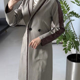 25 Early Autumn Heavy Industry Beads Splicing Long Wind Coat Coat Coat Women 1819 HZ1208