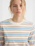 Autumn 2025 New Striped T-Shirt Women Simple Casual Loose Thin Sleeve Long-Sleeved Top HZ1208